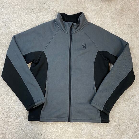 Spyder Men's Constant Black/Gray Full Zip Stryke Fleece Jacket Size M - Picture 1 of 6